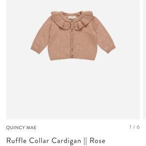 Quincy Mae Ruffle Collar Cardigan and Bloomer (set)- color Rose // size 12-18 mo